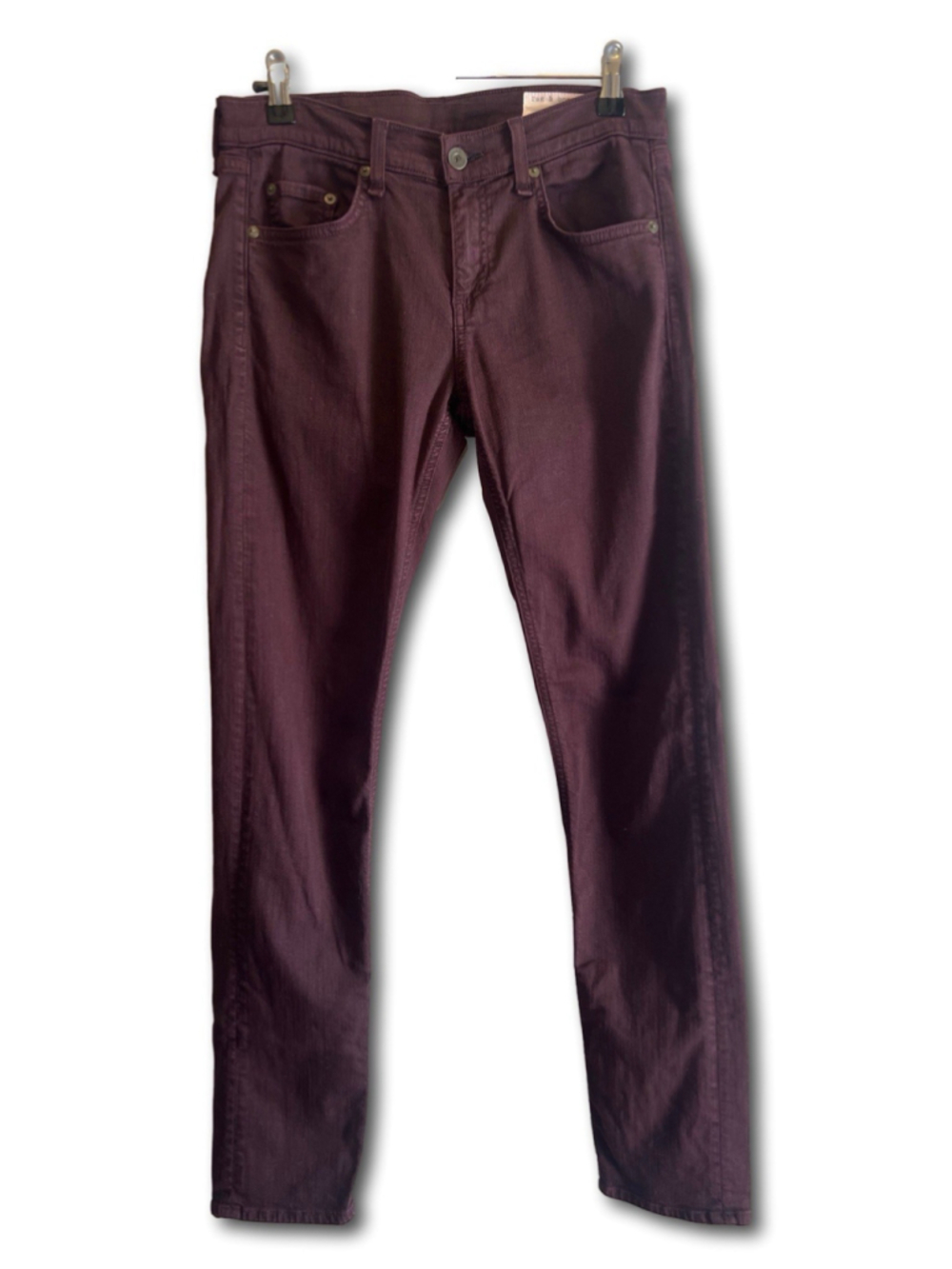 RAG & BONE Jeans Burgundy Slim Fit Boyfriend Stretch Modern Women’s Size 26 - Picture 1 of 15